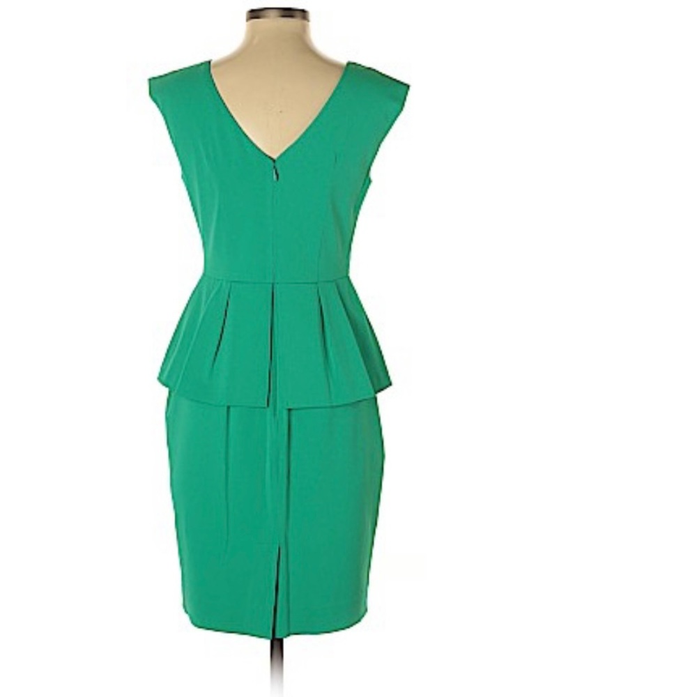 Shoshanna Raven Peplum Dress in Peacock Green - Picture 3 of 4